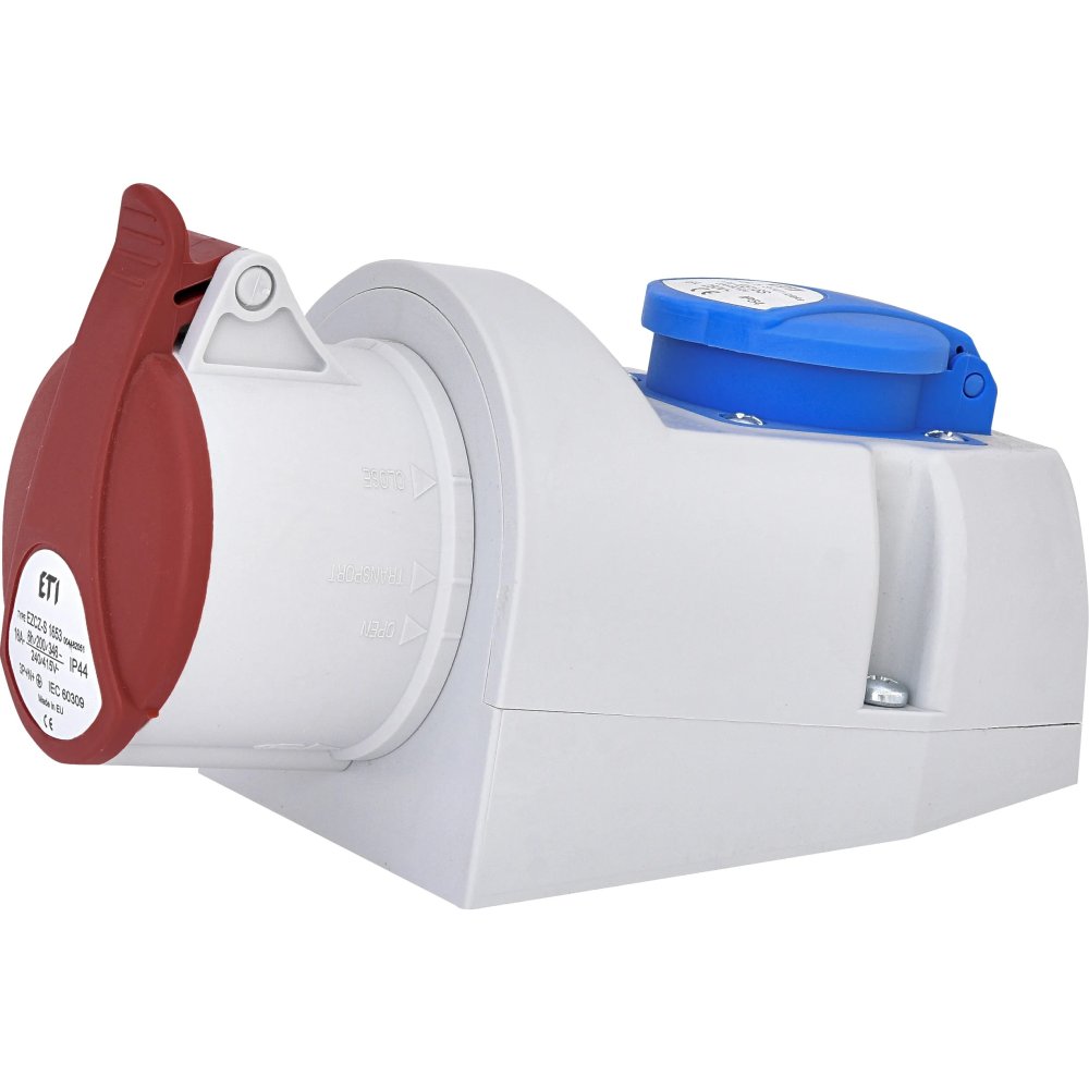 Фото Розетка комбінована (силовий роз'єм) EZCZ-S-1653  IP44 (16A, 400V/230V, 3P+N+PE /  EE 16S Schuko)